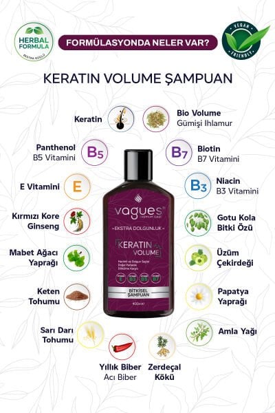 Keratin Volume Bitkisel Şampuan