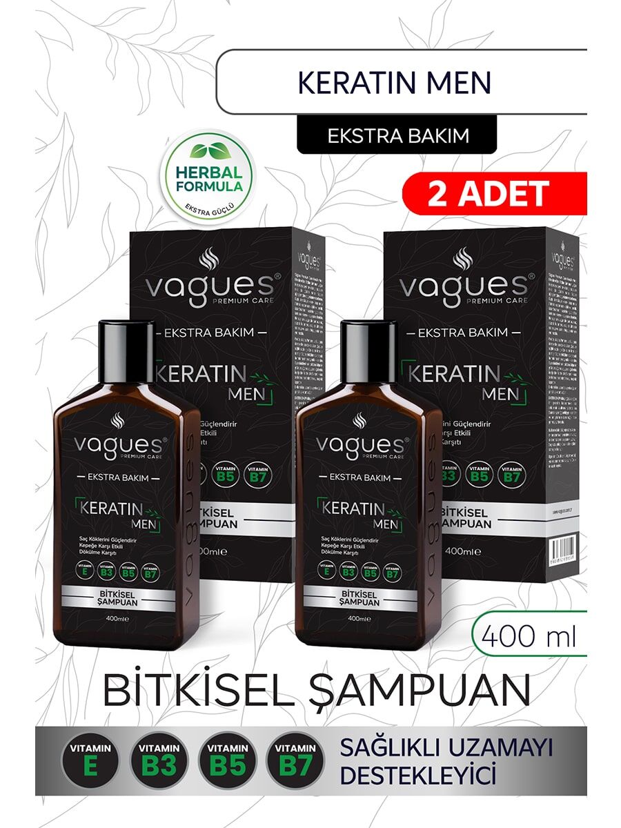 Keratin Men Erkeklere Özel Bitkisel Şampuan 2 Adet