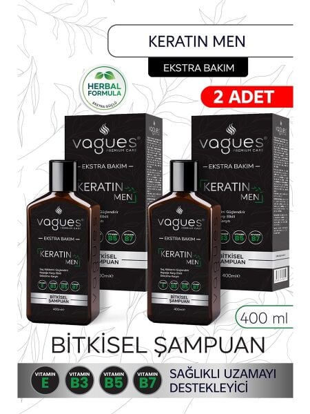 Keratin Men Erkeklere Özel Bitkisel Şampuan 2 Adet