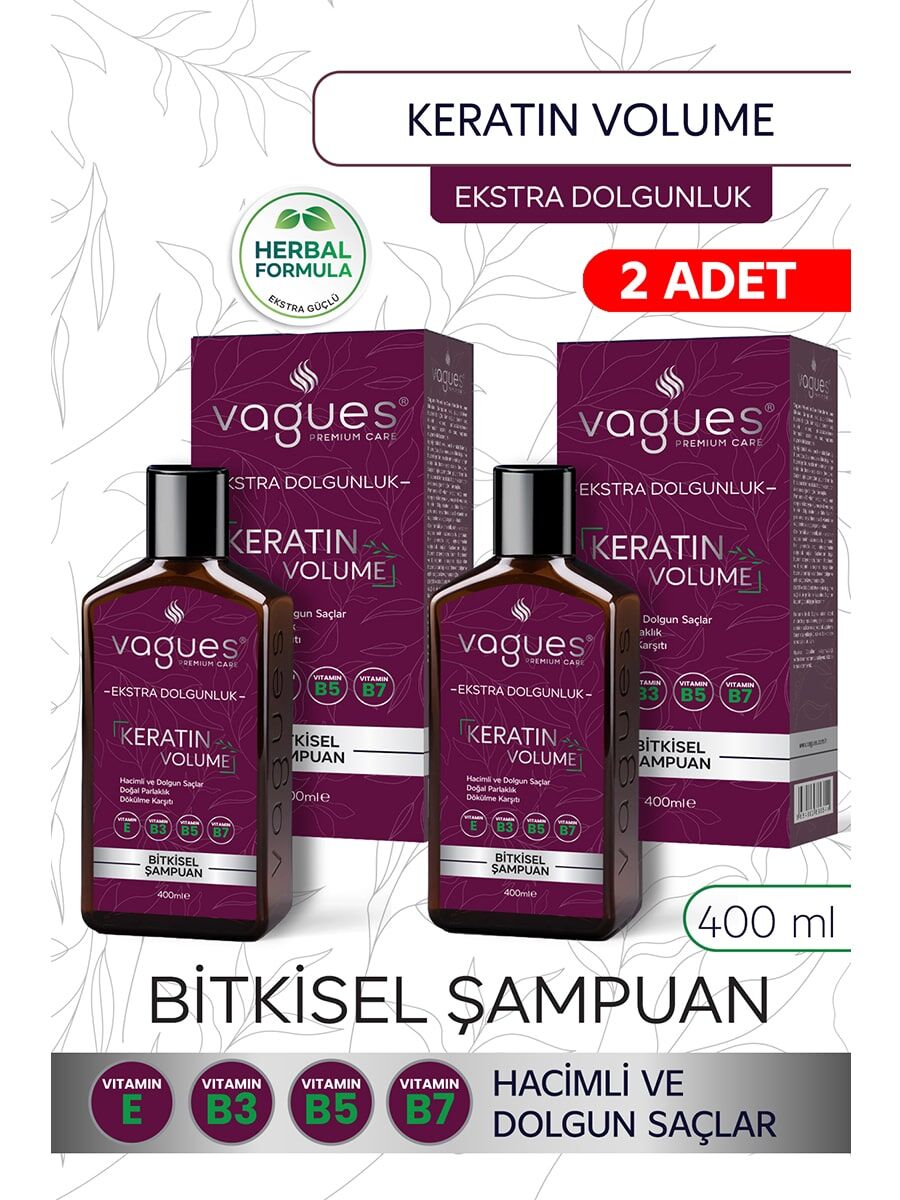 Keratin Volume Bitkisel Şampuan 2 Adet